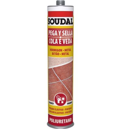 MASILLA POLIURETANO SELLA Y PEGA BLANCO CARTUCHO 310 ML. SOUDAL