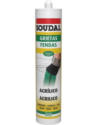 MASILLA ACRILICA SELLADORA JUNTAS Y GRIETAS BLANCO CARTUCHO 290 ML. SOUDAL