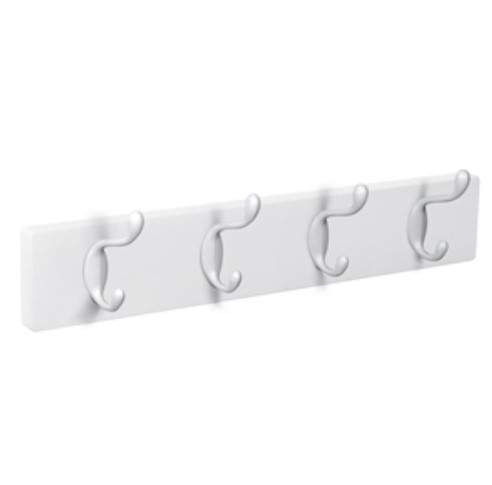 PERCHA PARED MADERA BLANCA 4 GANCHOS BLANCOS (UU)