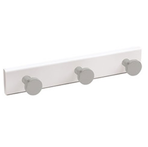 PERCHA 4 POMOS CROMO MATE - BASE BLANCA (UU)